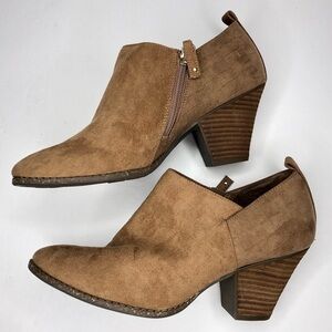 Dr. Scholls Be Energized Womens Cuba Ankle Booties Brown Block Heels Zip Up 9 M